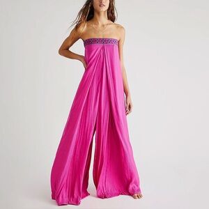 Free People Pink Strapless Jumpsuit